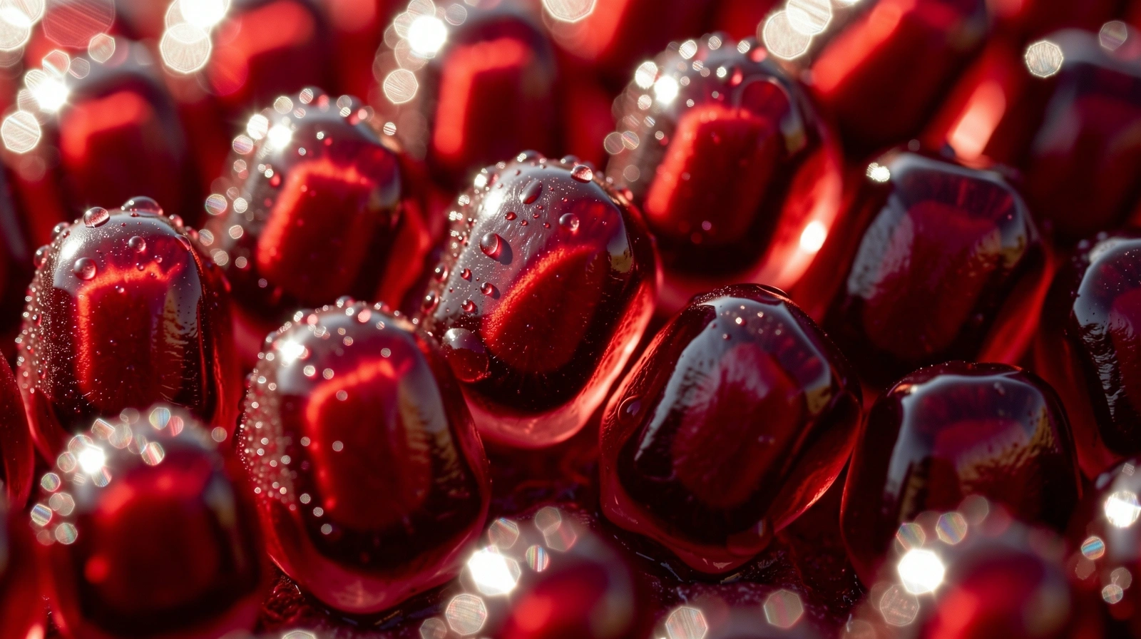 Vibrant pomegranate textures representing metabolic energy
